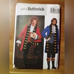 Vintage Butterick #3894 MEN Pirate/Captain Coat Vest Jabot Pants Sewing Pattern